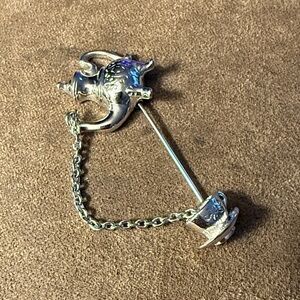 Avon silver tone teapot and cup brooch stickpin.